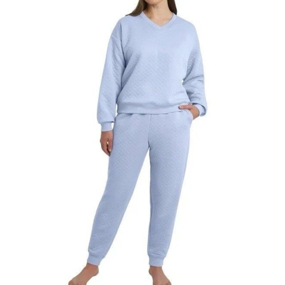 Lands End Women's Quilted Lounge Set Super SOFT Blue M With Tags - Picture 3 of 14